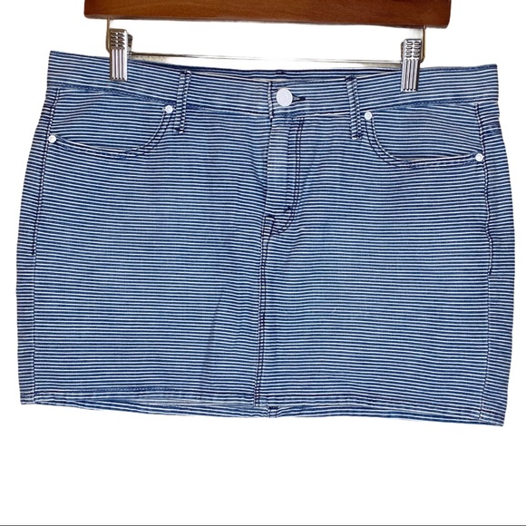 MOTHER railroad Jean Skirt SNS On the Road Striped 27 - Picture 16 of 16